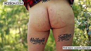 chubby country girl teases with boobs and pussy