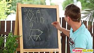 Plump Blonde Milf Visits Neighbor For Deep Throat Blowjob