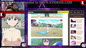 Nude uzaki-chan shows her huge thick mommy breasts in public outdoor hentai comic scene