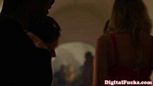 Blonde with big tits gets throat slammed in wild roleplay. A mature milf dominates the scene.