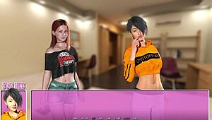 Anime lesbian couple shares hot shower in 3D