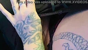 blonde solo teases tight pussy on bus till orgasm