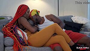 Black Tgirls Jordan slammed hard in bareback action