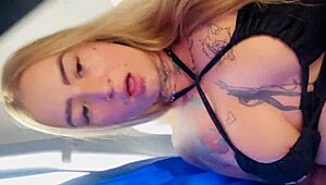 blonde solo teases tight pussy on bus till orgasm