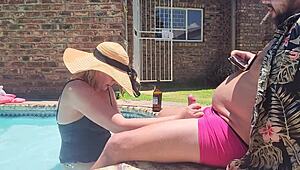 Old fat guy gets his cock sucked intensely by hotel girl