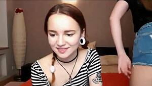 Teen lesbian best friends strip and tease on webcam