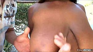 Huge black tits bounce on ebony babe