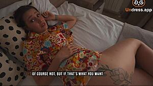 Step mom stays quiet while screwed in shared bed after app undress