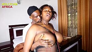 Ebony babe with big tits begs for wet pussy fucking by monster cock