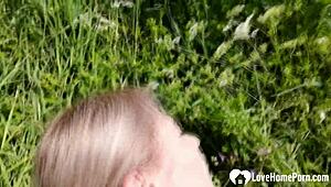 HORNY CHICK GETS A COCK WHILE OUTDOORS