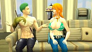 Nico Robin getting her big tits fucked by Luffy?