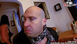 spanish chick takes it from ass to mouth in ffm threesome with friends