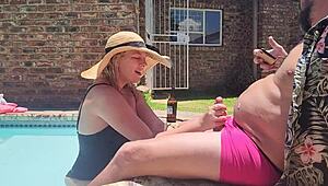 Old fat guy gets his cock sucked intensely by hotel girl