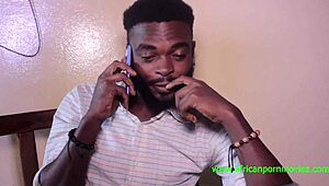 'Threesome fucking fantasy: Does the businessman in office get ebony lesbian action?'