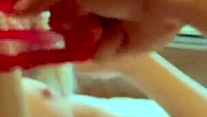 Big Tits Blonde Milf Bangs in Red Lingerie