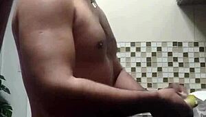 Macho Guy Bent Over Washing Dishes In Doggystyle