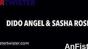 Feisty lesbian stunners fisting tight snatches and stretching anals in wild action