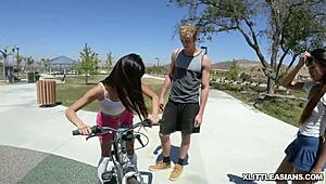 tiny hot teens ridin’ a huge man meat, bouncin’ their asian pussies hard!