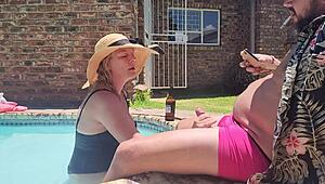 Old fat guy gets his cock sucked intensely by hotel girl