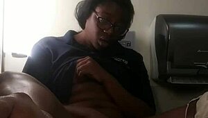 Is That Ebony Babe Masturbating on the Bathroom Counter?