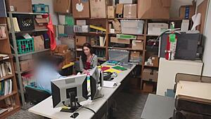 Hot Teen Thief Punished by Security Guard