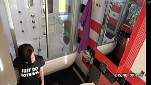 Hey, check Anna sneaking around in the bathroom for some spy action on cam.