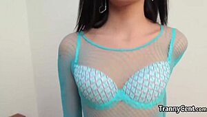 Tranny toying ass and cumming hard