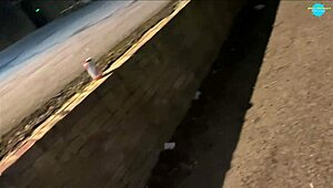 Street girl pushing items up her pussy while on the run