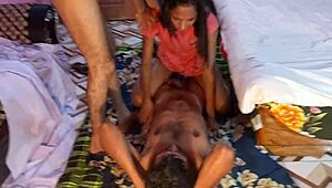 i watched this hardcore threesome with tight pussy action between horny guys and black girl