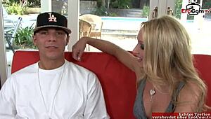 Hey slut, take this huge cumshot on your tiny boobs and face!