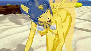 Ankha From Animal Crossing Gets Fucked On The Beach