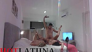 New Year Trio With Big Ass Latina In Doggystyle Cumshot!