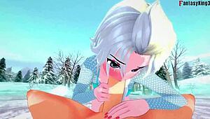 Elsa from frozen sucks and has sex in this fantasy scene