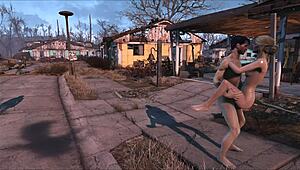 Detailed Exploration of Fallout 4 Sanctuary in the Nighttime Setting with 3D Porn Elements