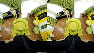 Blonde Karol Lilien masturbates bent over in shower