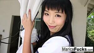 Asian Marica Strolls Through House Before Solo Masturbation Session