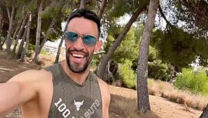 Spanish Amateur Stud with Big Cock Jerks Off on Public Trail with Cumshot