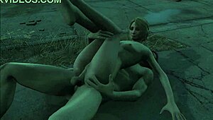 Detailed Exploration of Fallout 4 Sanctuary in the Nighttime Setting with 3D Porn Elements