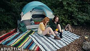 Lesbians scissor and trib in the great outdoors