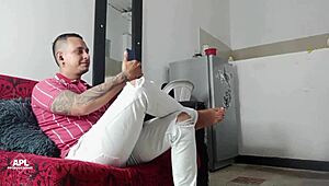 Unfaithful Husband Chats With Wife During Intimate Moment.