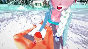 Elsa from frozen sucks and has sex in this fantasy scene