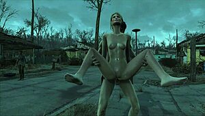 Detailed Exploration of Fallout 4 Sanctuary in the Nighttime Setting with 3D Porn Elements