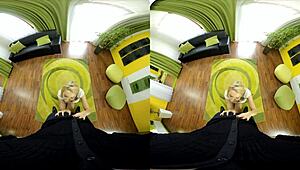 Blonde Karol Lilien masturbates bent over in shower