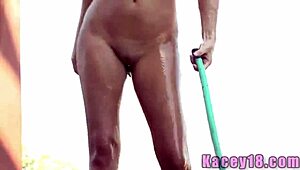 Kacey 18 Gets Naughty Wet Outdoor With Fingering And Masturbation