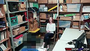 Redhead teen 18+ caught shoplifting by mall cop