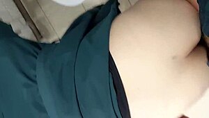 College Couple's Toilet Sex With Blowjob And Standing Cumshot.