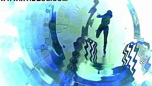 A hot black haired babe gets creampied in 3d