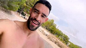 Spanish Amateur Stud with Big Cock Jerks Off on Public Trail with Cumshot