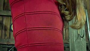 Tight pussy in latex bondage