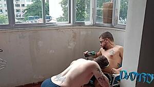 Red's hot gay pornstar gets a big dick facial